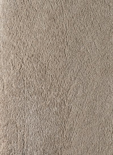 Een close-up van een beige, grof gestructureerde muur of achtergrond met een matte, zanderige textuur en subtiele lichtval van links.