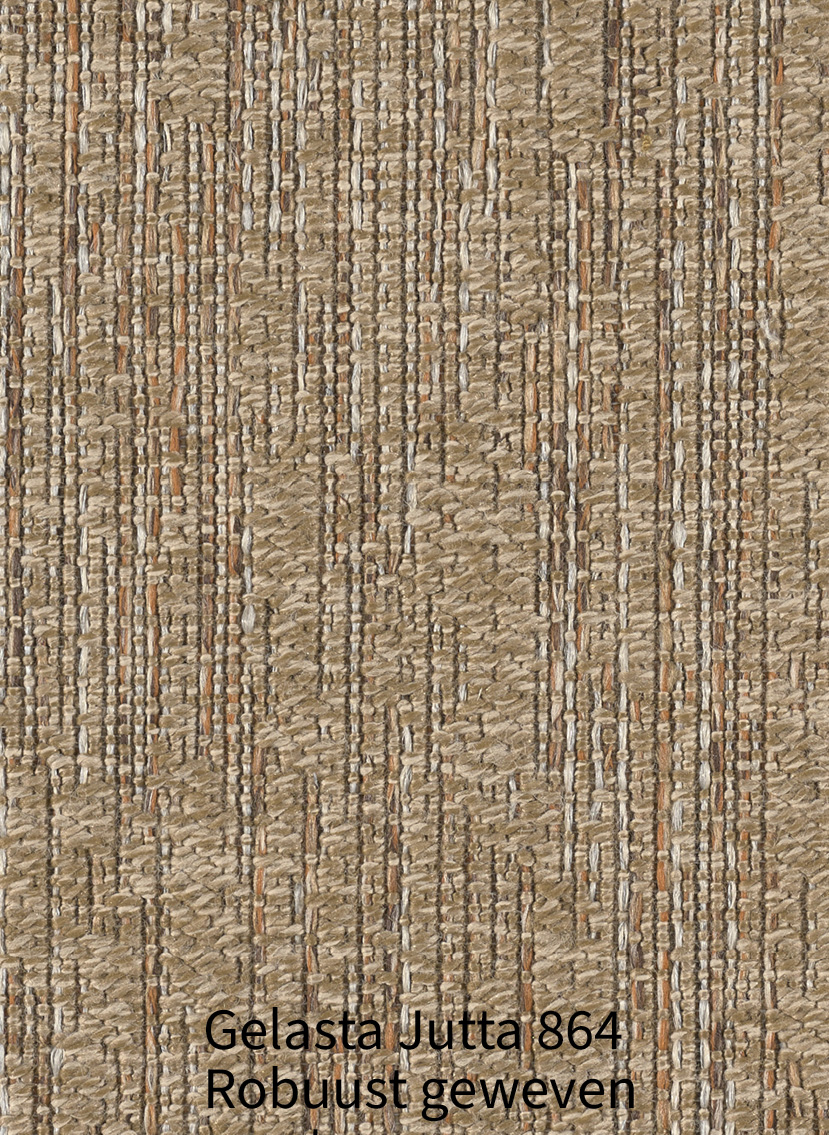 Groot verloop van de onregelmatige, verticaal gestreepte weefstructuur van Gelasta Jutta 864 tapijt in een robuust geweven terracotta en koperbruine sisal-look.