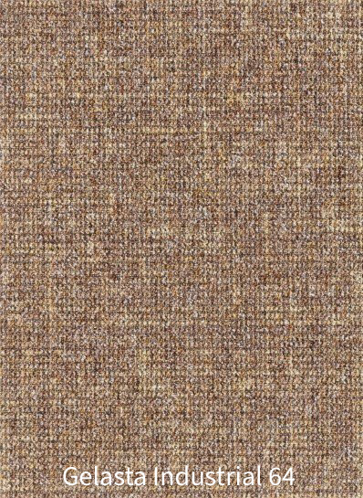 Groot verloop van de fijn geweven, gemêleerde lussenstructuur van Gelasta Industrial 64 tapijt in een warme, roestbruine en terracotta okerkleur.